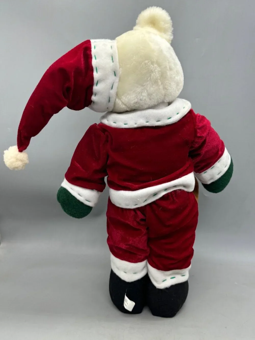 Santa Bear Plush Decor Holding Gifts Red Velvet Outfit Christmas 21